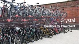  Presentation with bicycles - Colorful presentation design enhanced with photo-of-bicycles-parked backdrop and a gray colored foreground