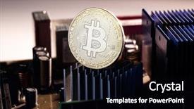  Presentation with budget process - Slides consisting of photo of bitcoin and processor background and a black colored foreground