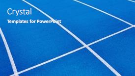  Presentation with tracks - Audience pleasing presentation theme consisting of photo-of-blue-stadium-tracks backdrop and a teal colored foreground