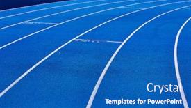  Presentation with tracks - Slides consisting of photo-of-blue-stadium-tracks background and a teal colored foreground