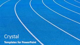  Presentation with tracks - Colorful PPT theme enhanced with photo-of-blue-stadium-tracks backdrop and a teal colored foreground