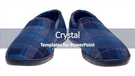  Presentation with tartan - PPT theme with photo of blue tartan slippers background and a ocean colored foreground