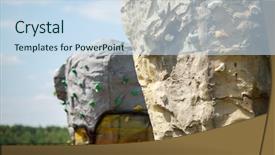  Presentation with rock climbing - Slide deck enhanced with photo of boulders for rock background and a sky blue colored foreground