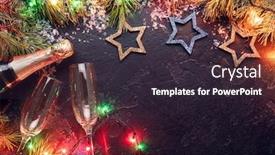  Presentation with champagne gold - Presentation design enhanced with photo-of-branches-of-fir background and a wine colored foreground