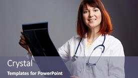  Presentation with lab coat - Amazing theme having photo of brunette doctor and white lab coat with x-ray backdrop and a ocean colored foreground