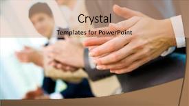  Presentation with partners - Beautiful slides featuring photo of business partners hands backdrop and a coral colored foreground