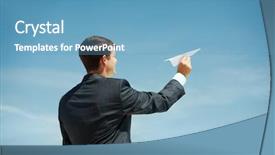  Presentation with aircraft - Presentation theme enhanced with photo of businessman holding paper background and a teal colored foreground