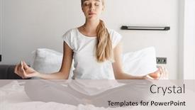  Presentation with calm - Presentation theme enhanced with photo-of-calm-beautiful-woman background and a lemonade colored foreground