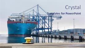  Presentation with cargo transport - Beautiful PPT theme featuring photo-of-cargo-transport-terminal backdrop and a sky blue colored foreground