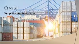  Presentation with cargo transport - Beautiful presentation featuring photo-of-cargo-transport-terminal backdrop and a light blue colored foreground