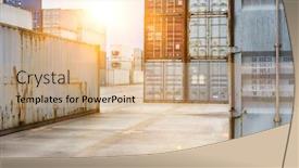  Presentation with cargo transport - Amazing slide deck having photo-of-cargo-transport-terminal backdrop and a coral colored foreground