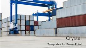 Presentation with cargo transport - PPT theme consisting of photo-of-cargo-transport-terminal background and a light gray colored foreground