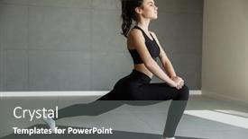  Presentation with exercise mat - Theme with photo-of-caucasian-beautiful-woman background and a gray colored foreground