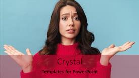  Presentation with long hair - Cool new PPT theme with photo-of-caucasian-confused-woman backdrop and a crimson colored foreground