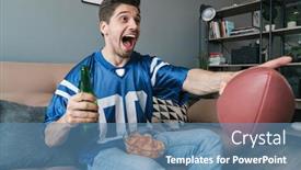  Presentation with ball sports - Presentation design enhanced with photo-of-caucasian-excited-man background and a teal colored foreground