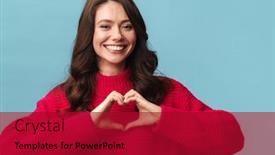  Presentation with long hair - Slides with photo-of-caucasian-happy-woman background and a crimson colored foreground