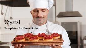  Presentation with pink and white roses shabby chic country - PPT theme having chiefs - photo of caucasian male chief background and a  colored foreground