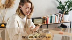  Presentation with photo - Cool new theme with photo-of-caucasian-young-woman backdrop and a coral colored foreground