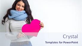  Presentation with pink heart illustrations - Slide deck having photo-of-charming-sweet-young background and a  colored foreground