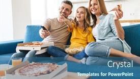  Presentation with family photo - Theme with photo-of-cheerful-beautiful-caucasian background and a ocean colored foreground