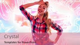  Presentation with signboard - Colorful theme enhanced with photo-of-cheerful-caucasian-woman backdrop and a coral colored foreground