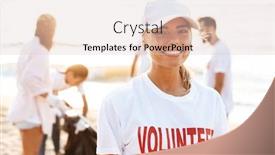  Presentation with plastic bags - Cool new slide deck with photo-of-cheerful-female-volunteer backdrop and a lemonade colored foreground