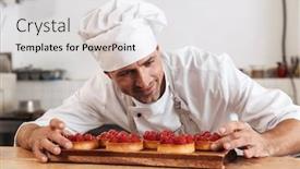  Presentation with restaurant kitchen - PPT theme enhanced with  background and a  colored foreground