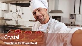  Presentation with pink and white roses shabby chic country - PPT theme having chiefs - photo of cheerful male chief background and a coral colored foreground