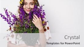  Presentation with butterflies - Slide set enhanced with photo-of-cheerful-woman background and a white colored foreground