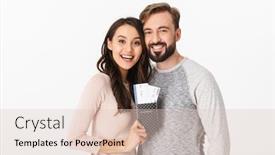  Presentation with passport - Cool new PPT theme with standing isolated over white background backdrop and a lemonade colored foreground