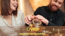  Presentation with movie theater loving couple - Presentation design featuring photo of cheerful young loving background and a tawny brown colored foreground