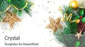  Presentation with new year card - Presentation theme enhanced with photo of christmastime border christmas background and a white colored foreground