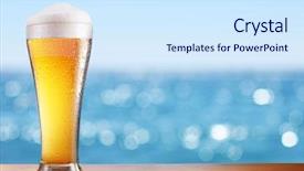  Presentation with cold beer - Presentation design having photo of cold beer glass background and a sky blue colored foreground