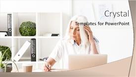  Presentation with writing notes - Audience pleasing PPT layouts consisting of working with laptop computer writing backdrop and a sky blue colored foreground