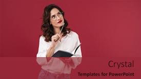  Presentation with writing notes - Slides enhanced with photo-of-concentrated-thinking-young background and a red colored foreground