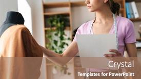  Presentation with mannequin - Beautiful slide set featuring photo-of-concentrated-young-woman backdrop and a coral colored foreground