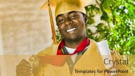  Presentation with medal - Slide set with photo-of-confident-male-student background and a yellow colored foreground
