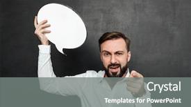  Presentation with dark space - Presentation theme having photo of confident strict man background and a gray colored foreground