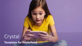  Presentation with video background - Slide set with photo-of-confused-cute-girl background and a violet colored foreground