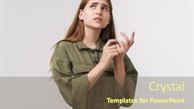  Presentation with cute - PPT layouts featuring photo-of-confused-cute-woman background and a tawny brown colored foreground