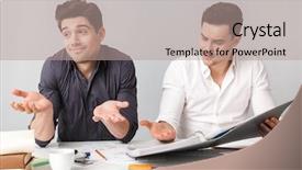  Presentation with business concepts photo - Beautiful presentation theme featuring photo of confused two young backdrop and a coral colored foreground