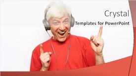  Presentation with dance music - Presentation design enhanced with photo-of-crazy-optimistic-old background and a white colored foreground