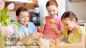  Presentation with cute math for kids - Cool new presentation theme with photo of cute kids painting backdrop and a  colored foreground