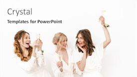  Presentation with dancing - Presentation theme featuring photo-of-delighted-young-bridesmaids background and a white colored foreground