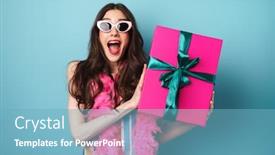  Presentation with photo - Slides with photo-of-delighted-young-woman background and a light blue colored foreground