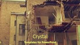  Presentation with abandoned - Amazing PPT theme having photo-of-demolishing-of-abandoned backdrop and a tawny brown colored foreground