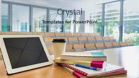  Presentation with digital books - Presentation featuring photo-of-digital-tablet-books background and a light blue colored foreground