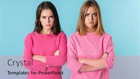  Presentation with pink blue - Audience pleasing PPT layouts consisting of photo-of-displeased-caucasian-women backdrop and a coral colored foreground