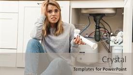  Presentation with plumbing - Audience pleasing slides consisting of photo-of-displeased-confused-blonde backdrop and a light gray colored foreground