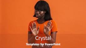  Presentation with stop - Presentation theme having photo-of-dissatisfied-african-woman background and a red colored foreground
